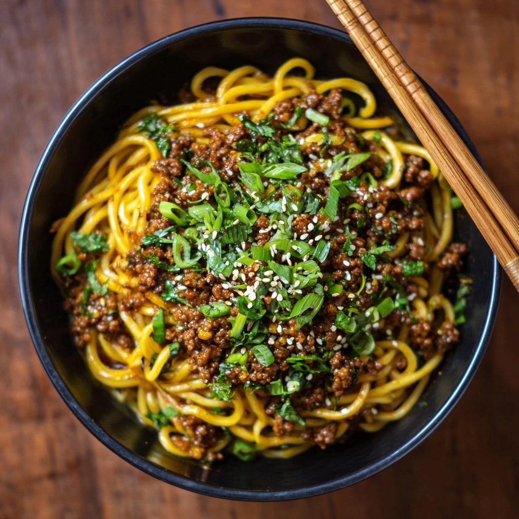 Mongolian Ground Beef Noodles Recipe - Recipe Image