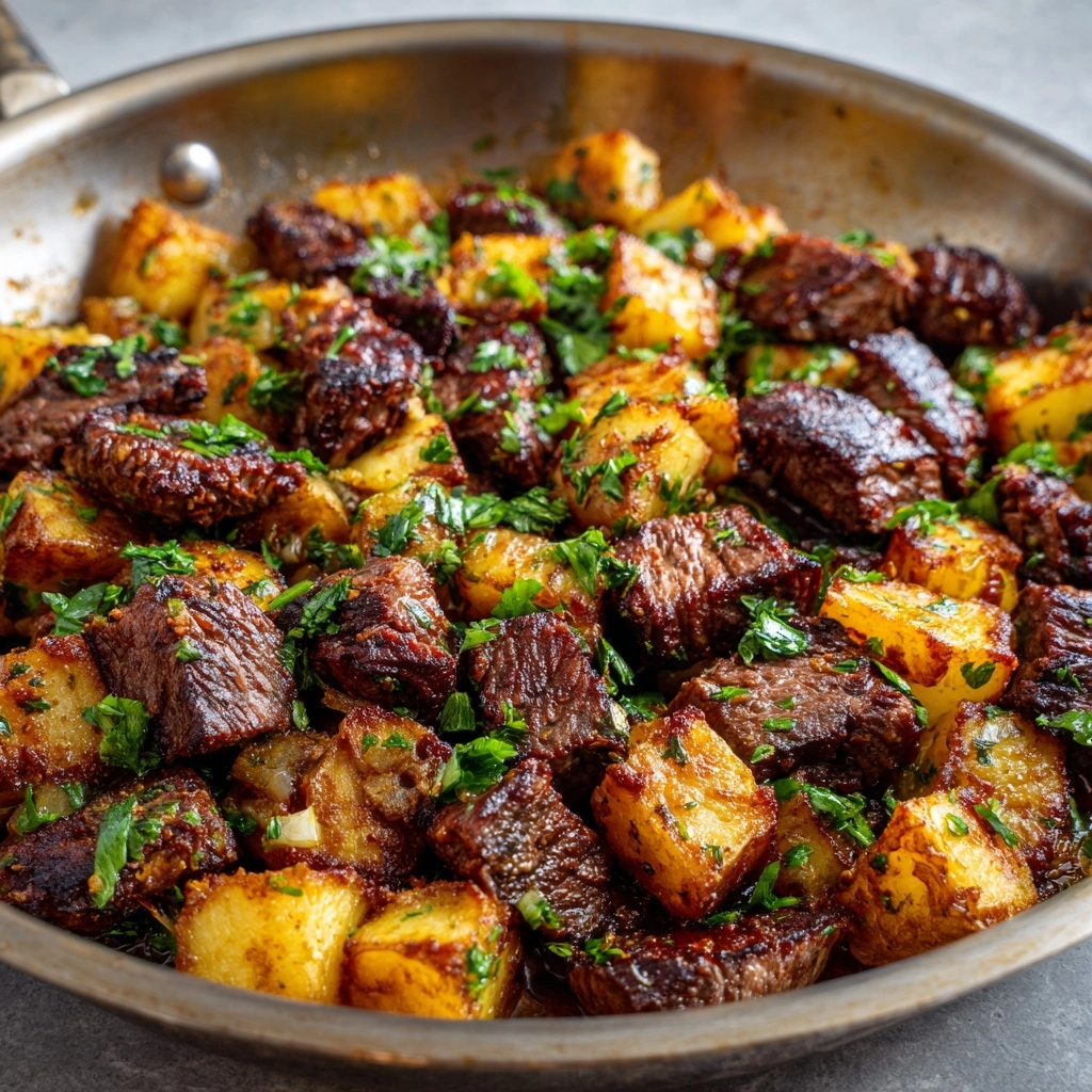 Garlic Butter Steak Bites and Potatoes Recipe - Recipe Image