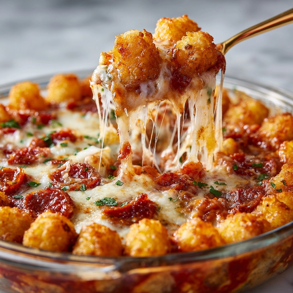 Tater Tot Pizza Casserole Recipe - Recipe Image
