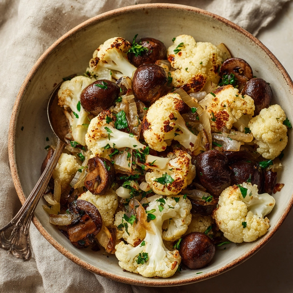 Garlic Cauliflower and Mushrooms Recipe - Recipe Image