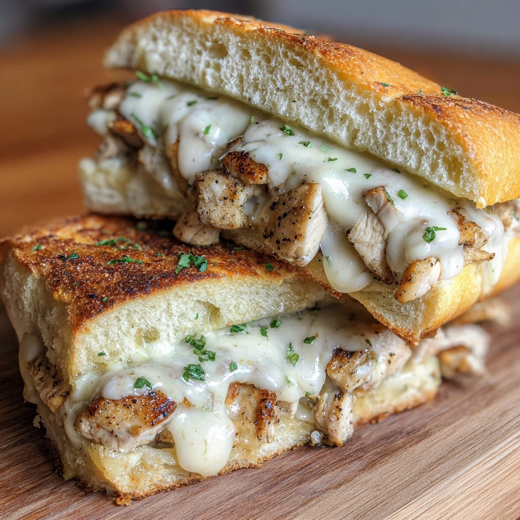 Chicken Alfredo Stuffed Garlic Bread Subs Recipe - Recipe Image
