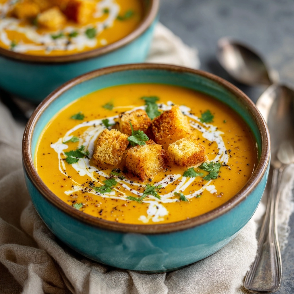 Spicy Butternut Squash and Sweet Potato Soup Recipe - Recipe Image