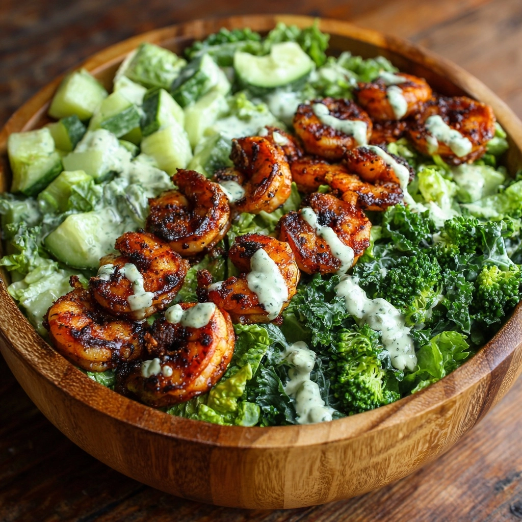 Hot Honey Blackened Shrimp Caesar Salad Recipe - Recipe Image