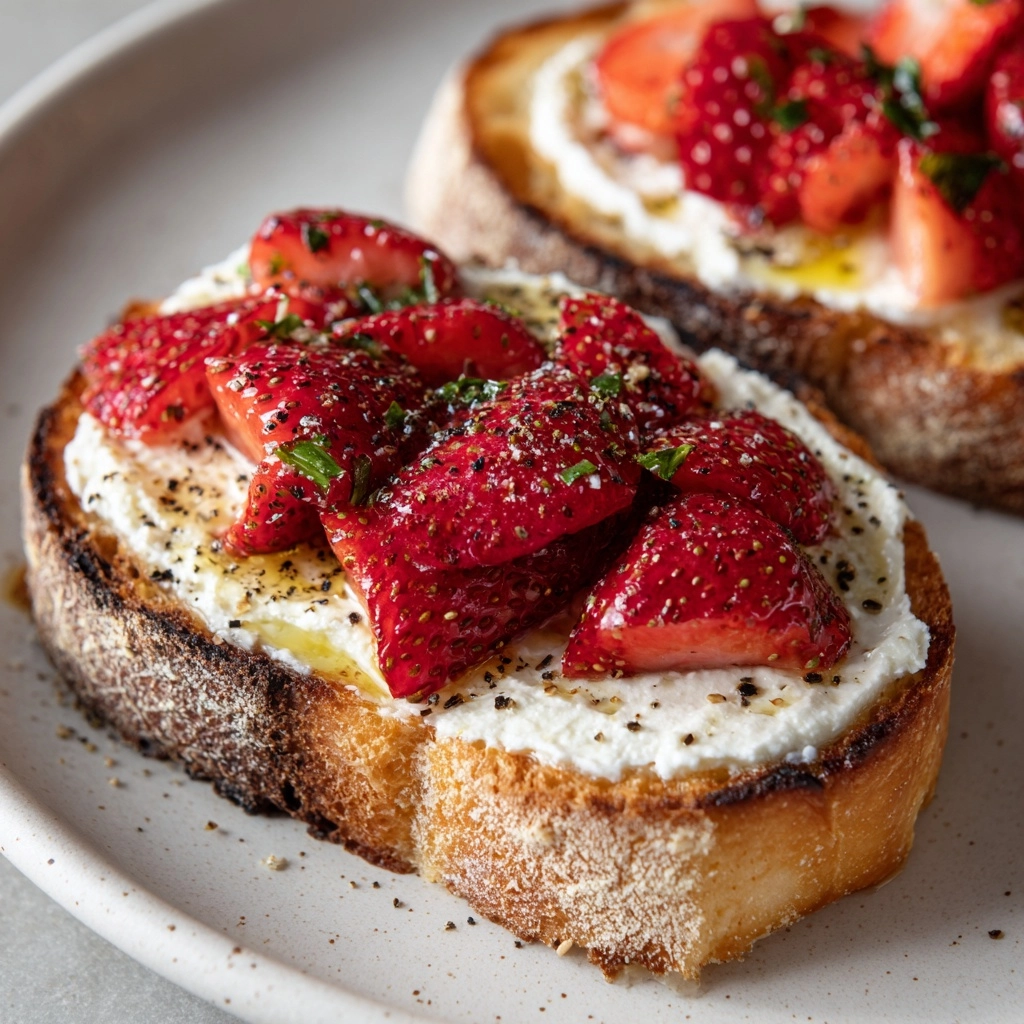 Roasted Strawberry Whipped Ricotta Toast Recipe - Recipe Image