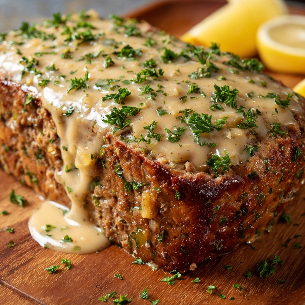 Chicken Cordon Bleu-Inspired Meatloaf with Dijon Gravy Recipe - Recipe Image