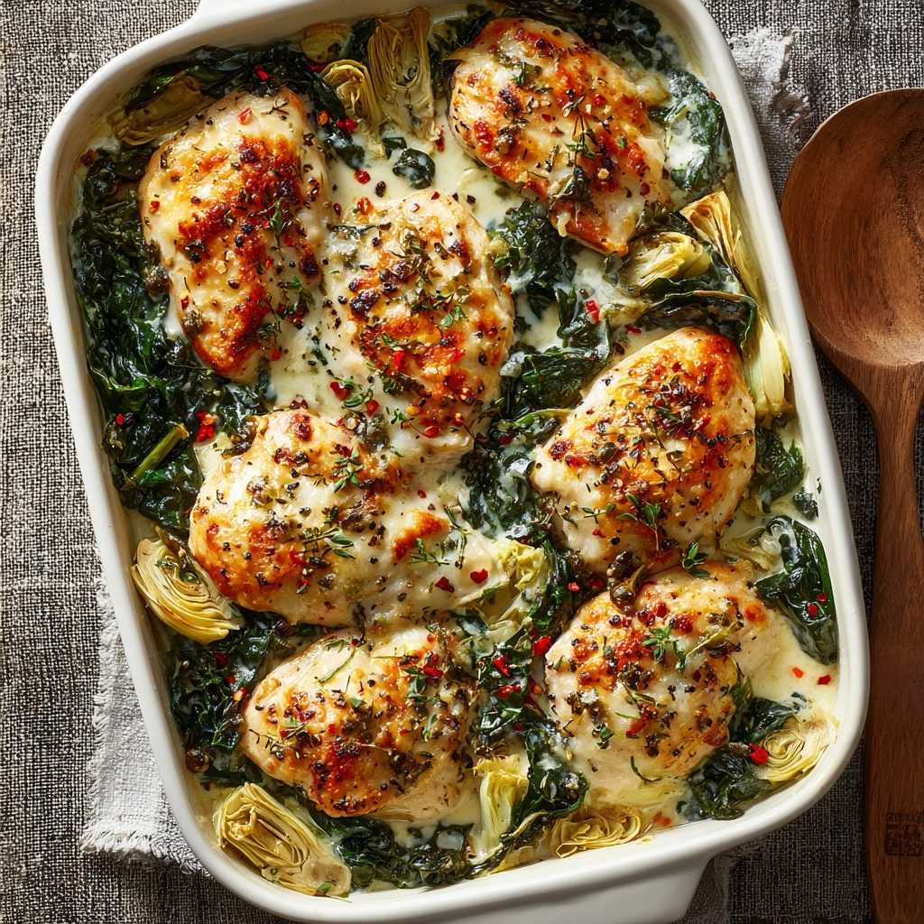 Healthy Spinach Artichoke Chicken Bake Recipe - Recipe Image