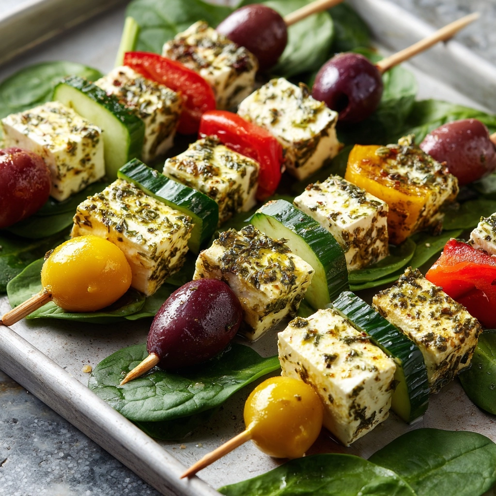 Greek Salad Skewers with Olives and Feta Recipe - Recipe Image