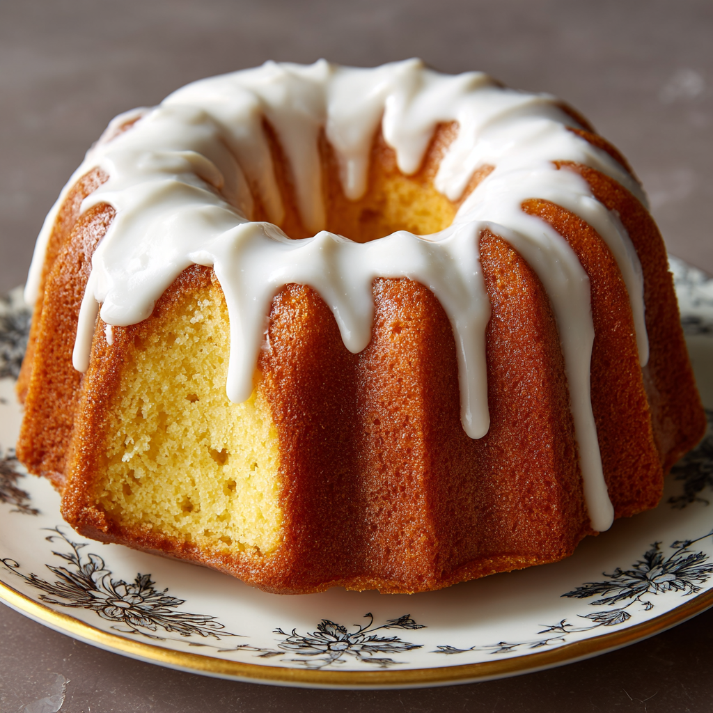 Vanilla Buttermilk Pound Cake with Cream Cheese Glaze Recipe - Recipe Image