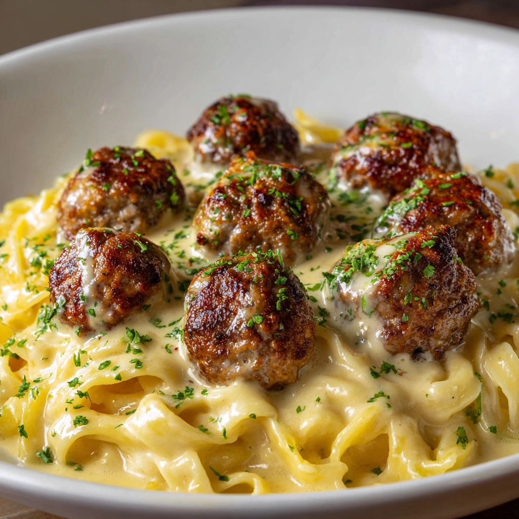 Garlic Butter Meatballs & Parmesan Linguine Dream Recipe - Recipe Image