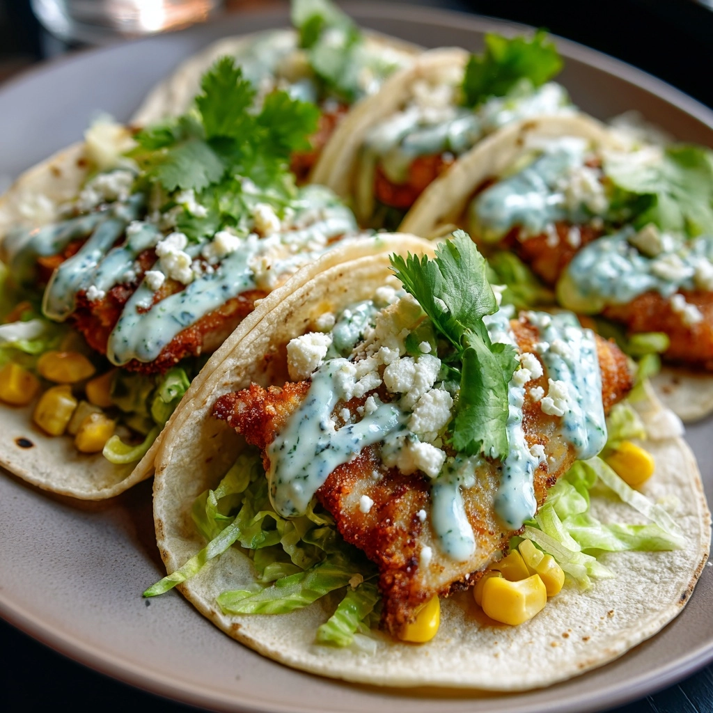 Fried Chicken Street Corn Tacos Recipe - Recipe Image