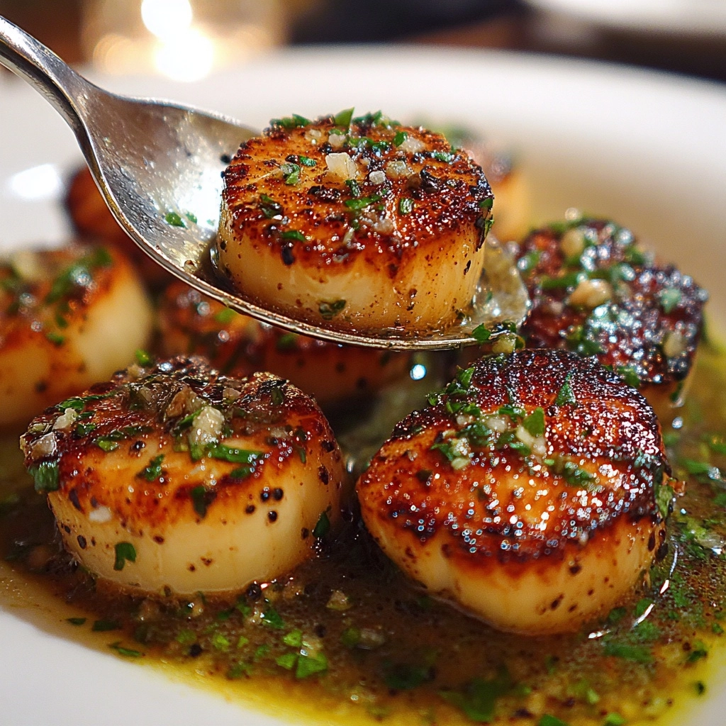Pan Seared Scallops with Lemon Garlic Sauce Recipe - Recipe Image