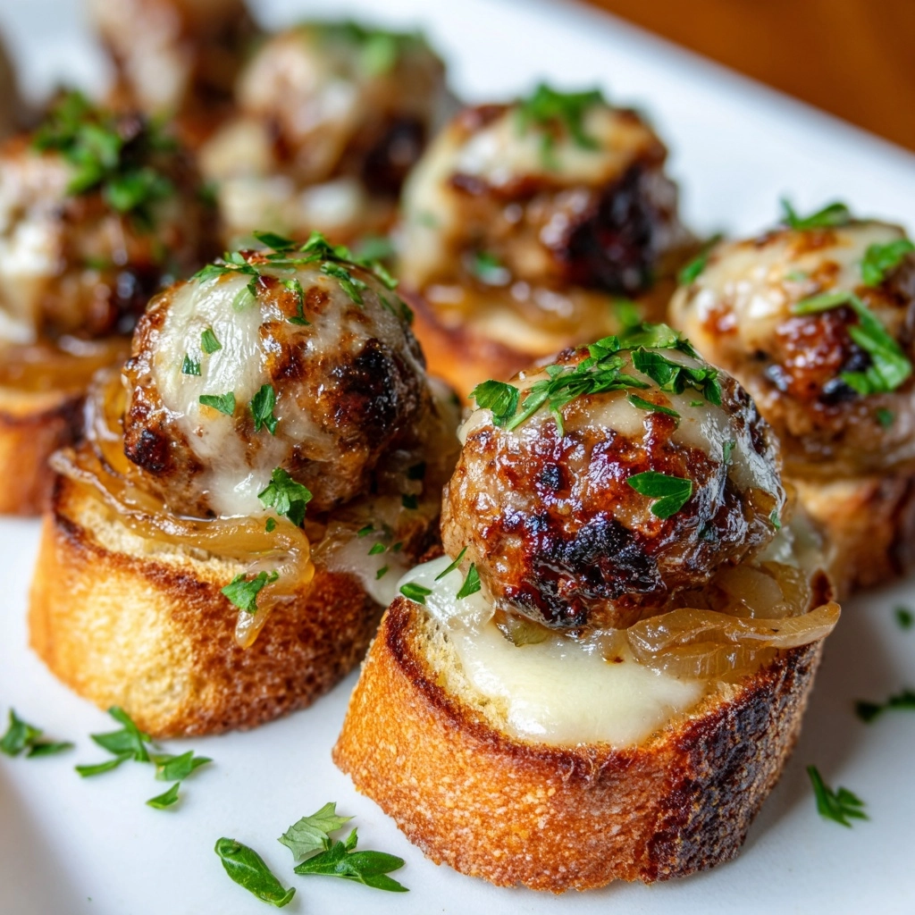 Cheesy French Onion Meatball Subs Recipe - Recipe Image