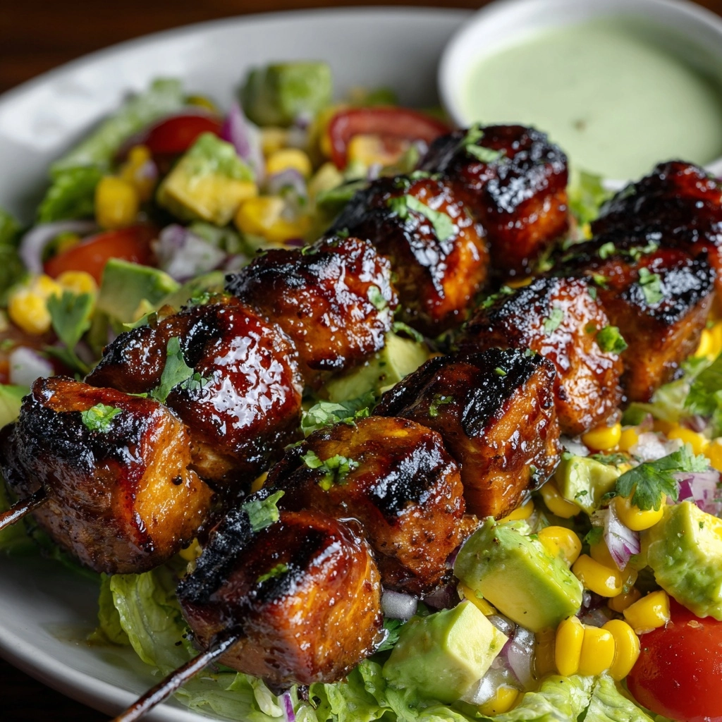 BBQ Chicken Skewer Salad Recipe - Recipe Image