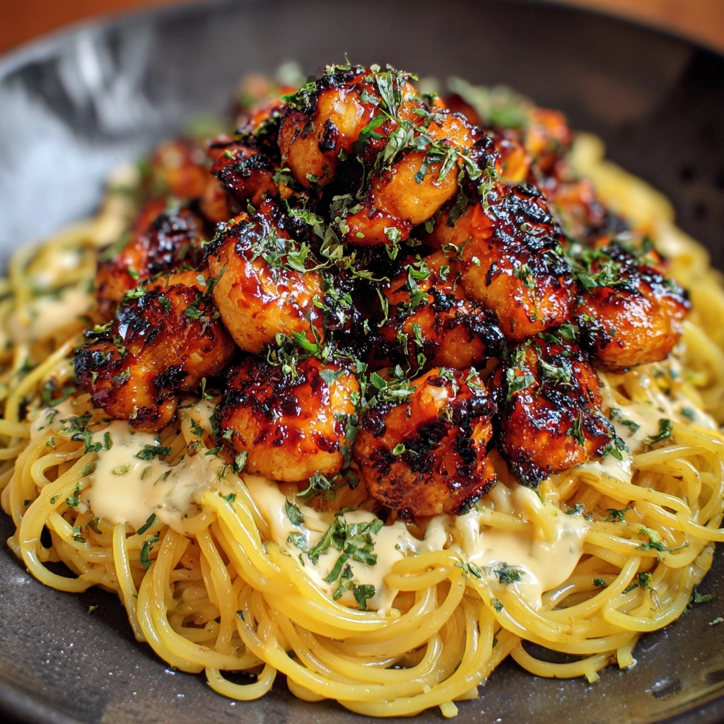Garlic Butter Chicken Bites with Creamy Parmesan Pasta Recipe - Recipe Image