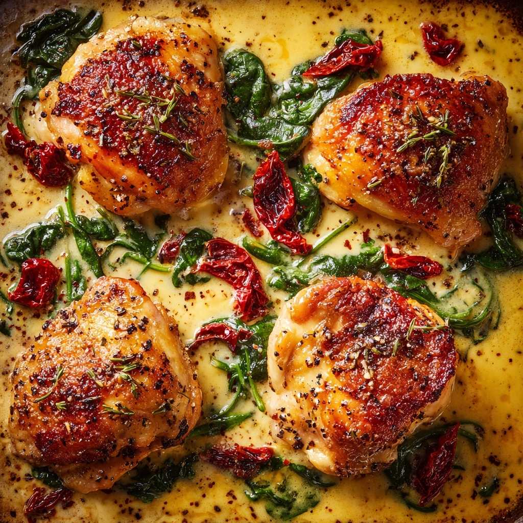 Smothered Baked Chicken with Creamed Spinach and Sun-Dried Tomatoes Recipe - Recipe Image