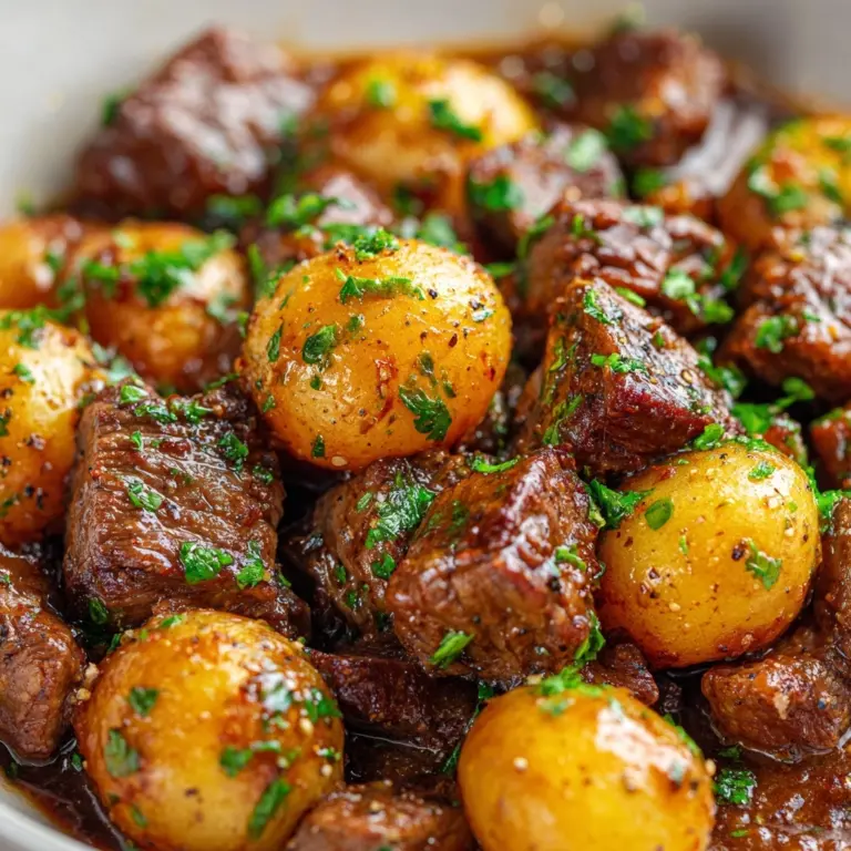 Slow Cooker Garlic Butter Beef Bites & Potatoes Recipe
