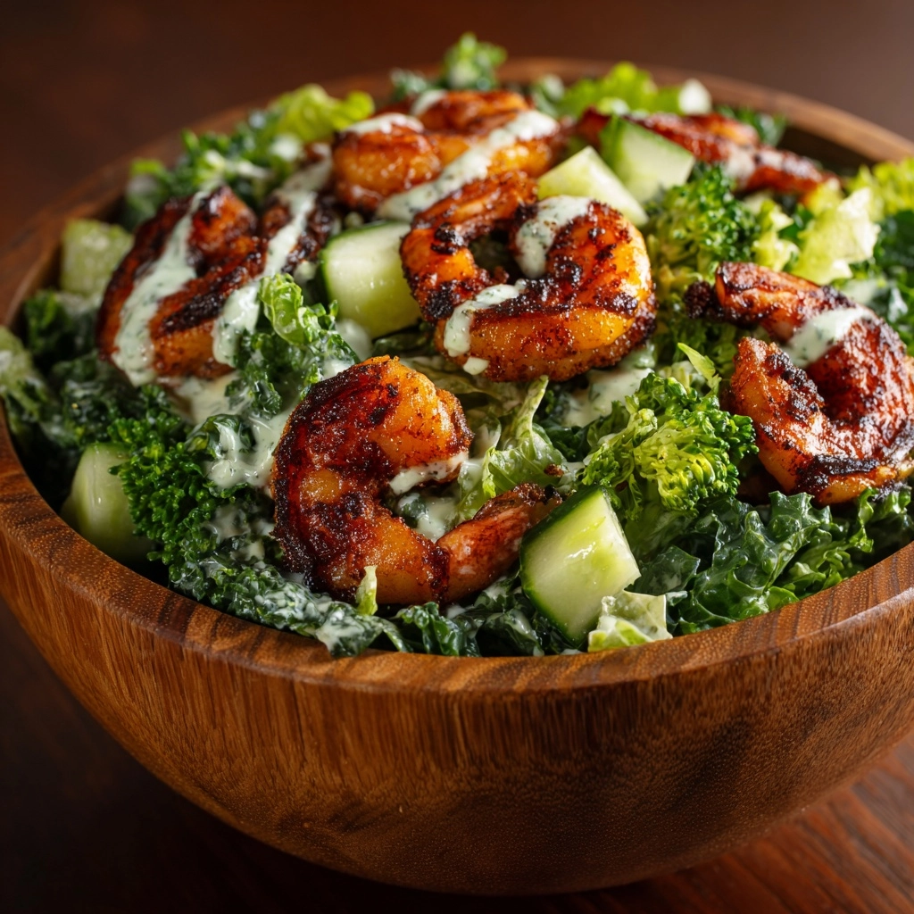 Hot Honey Blackened Shrimp Caesar Salad Recipe - Recipe Image