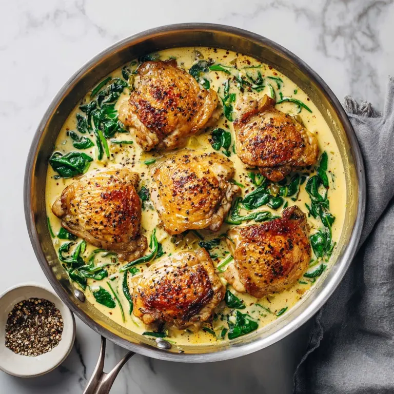 Creamy Garlic Skillet Chicken with Spinach Recipe