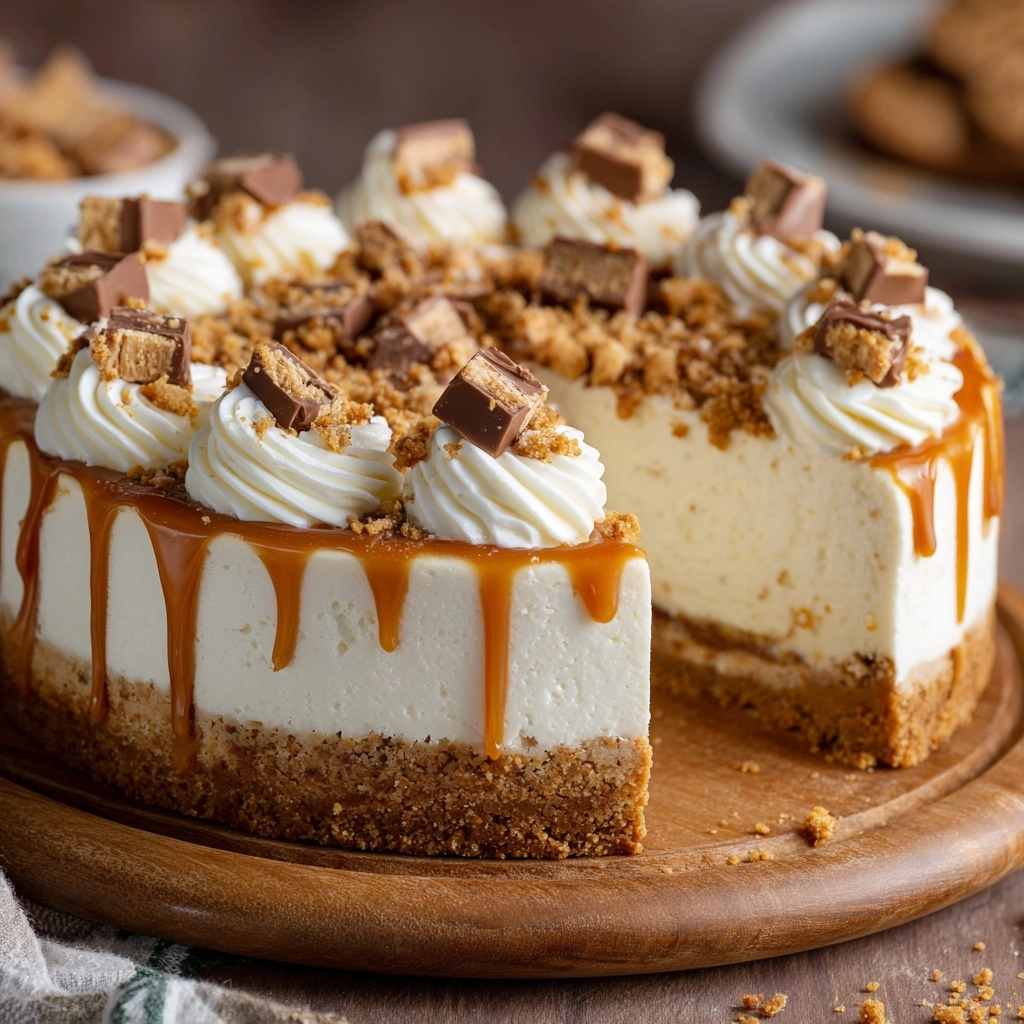 No-Bake Snickers Cheesecake Recipe - Recipe Image