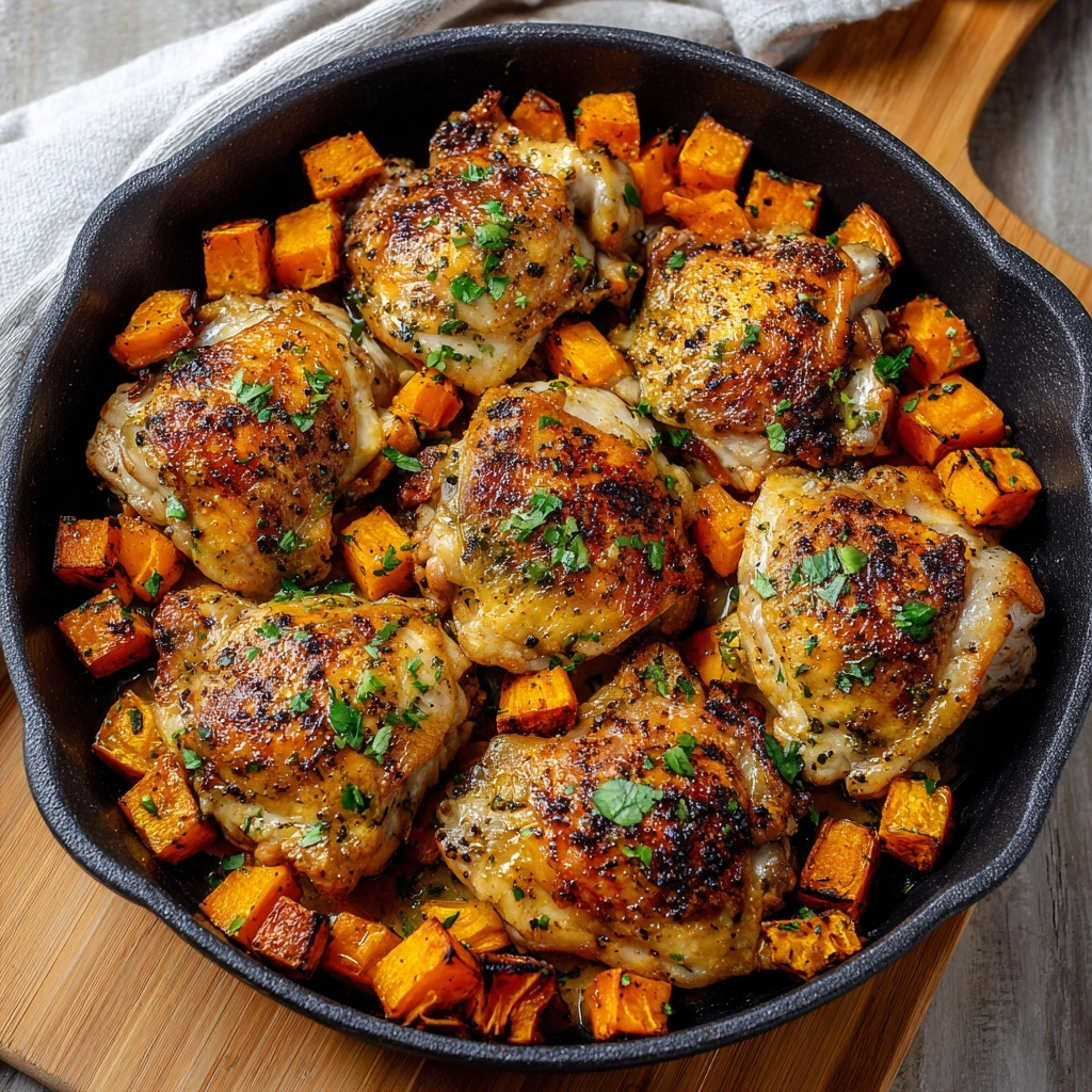 One-Pan Chicken and Sweet Potato Skillet Recipe - Recipe Image
