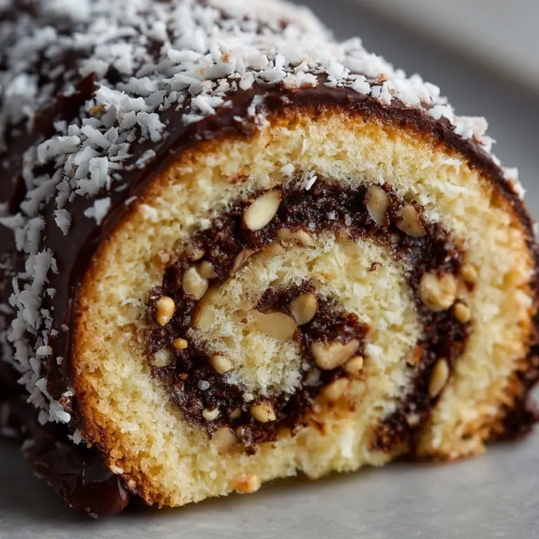 German Chocolate Coconut Pecan Roll Cake Recipe