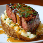 Hearty Steak Bites on Loaded Baked Potatoes Recipe