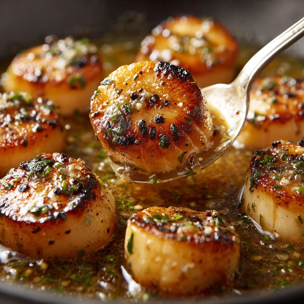 Pan Seared Scallops with Lemon Garlic Sauce Recipe - Recipe Image