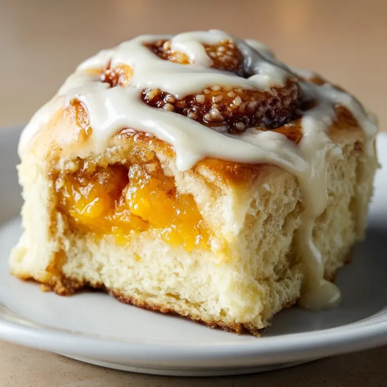 Spiced Peach Cobbler Cinnamon Rolls with Creamy Frosting Recipe
