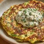 Zucchini, Feta, and Spinach Fritters with Garlic Tzatziki Recipe