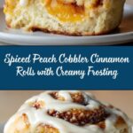 Spiced Peach Cobbler Cinnamon Rolls with Creamy Frosting Recipe