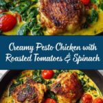 Creamy Pesto Chicken with Roasted Tomatoes and Spinach Recipe