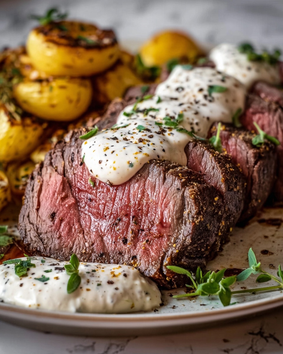 Roasted Beef Tenderloin with Creamy Horseradish Sauce Recipe - Recipe Image