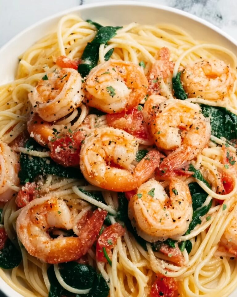 Tomato Spinach Shrimp Pasta Recipe