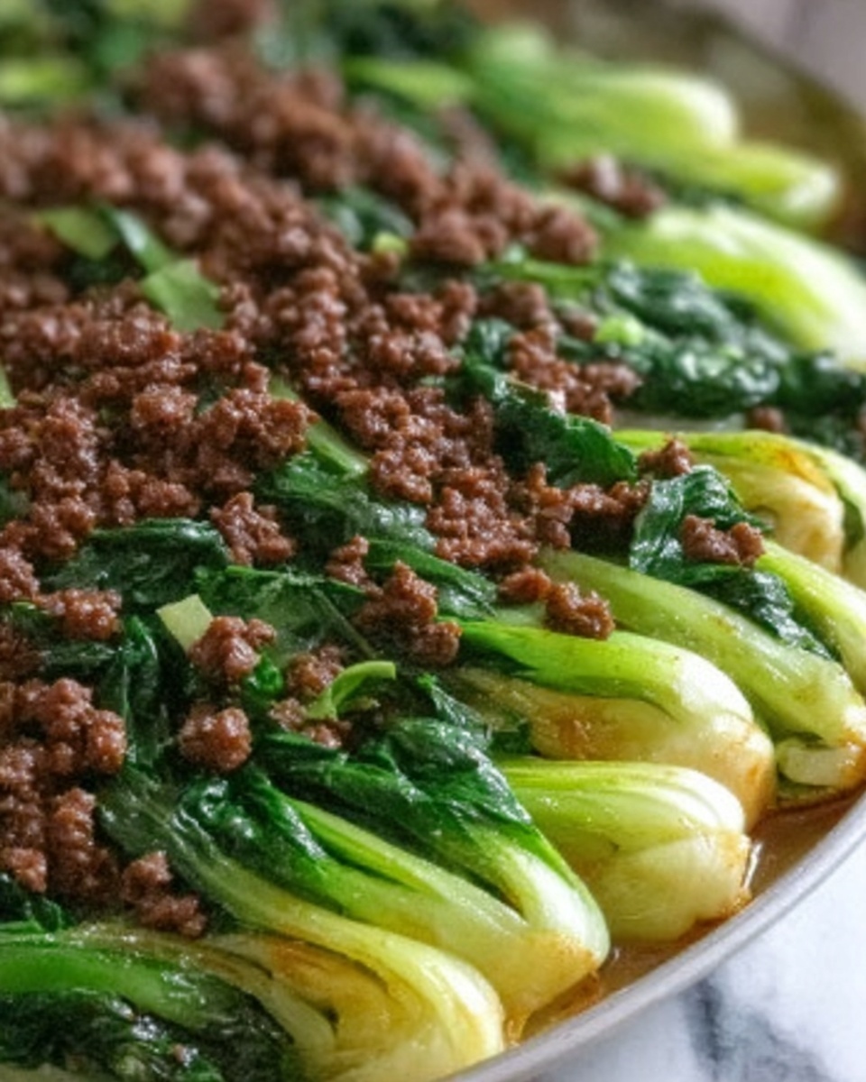Stir-Fried Bok Choy with Ground Meat Recipe - Recipe Image