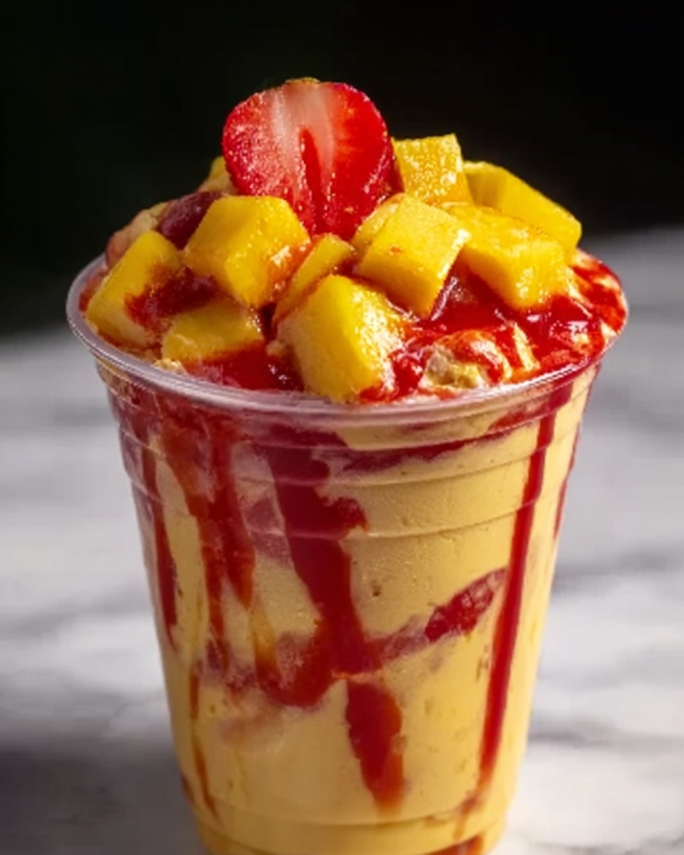 Mango Strawberry Sunrise Frappuccinos Recipe - Recipe Image
