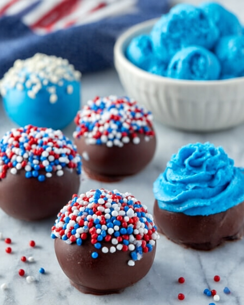 Patriotic Chocolate Cake Balls Recipe - Recipe Image