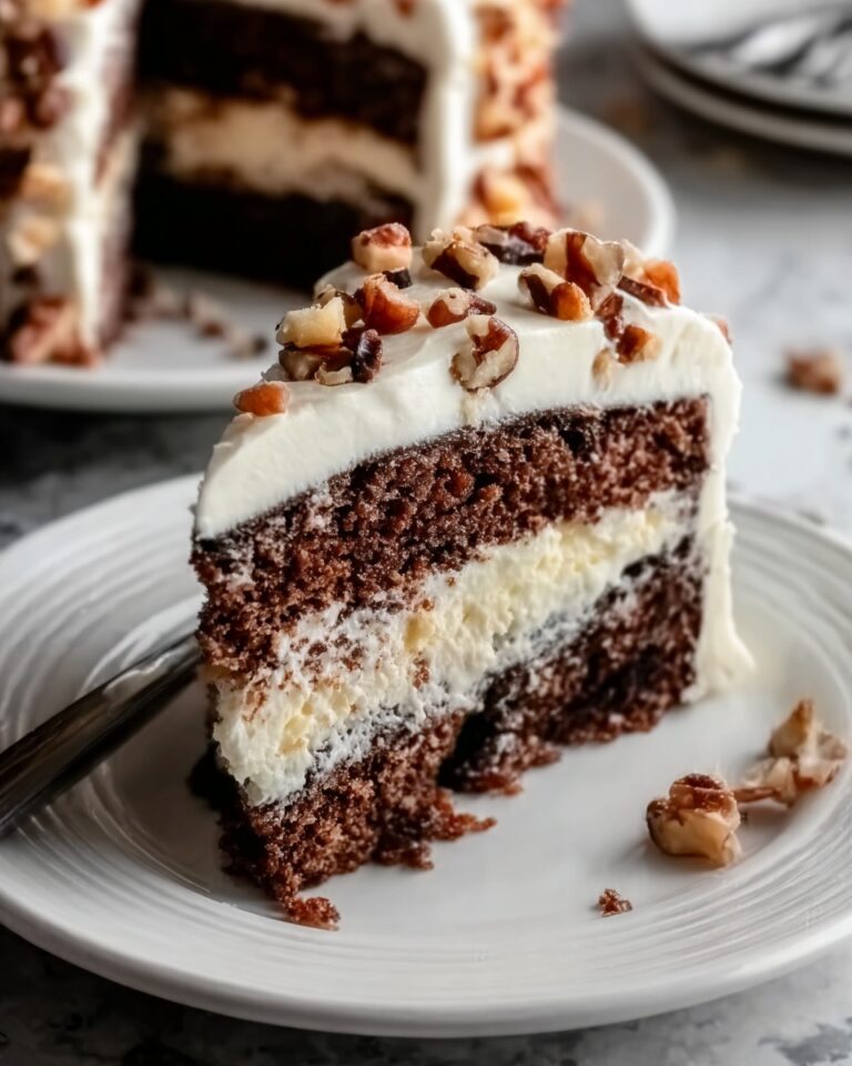 White German Chocolate Cake with a Cheesecake Center Recipe