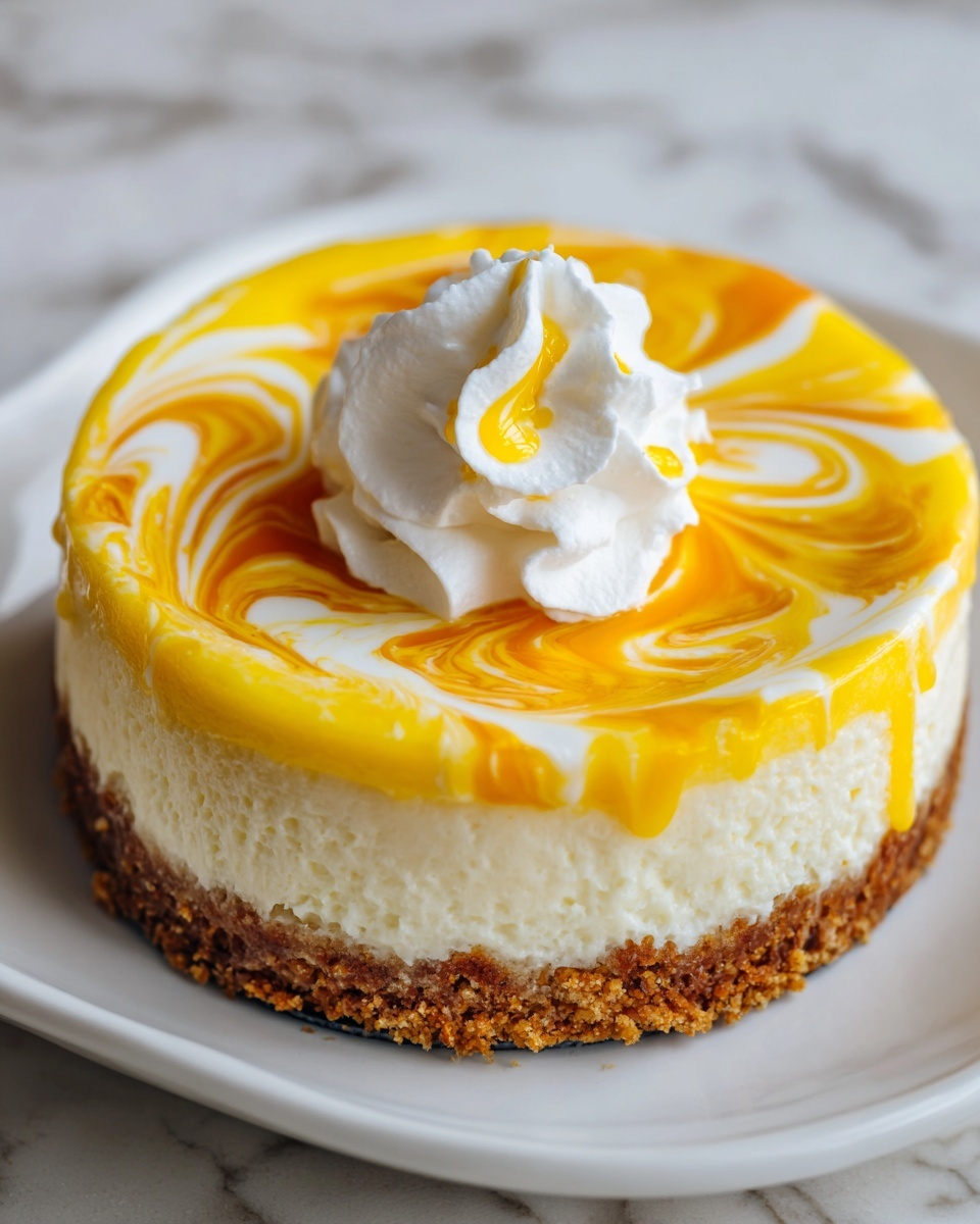 No-Bake Mango Swirl Cheesecake Recipe - Recipe Image