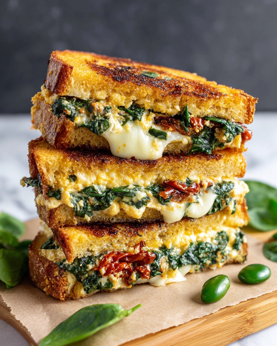 Feta Grilled Cheese Sandwich with Spinach Recipe - Recipe Image