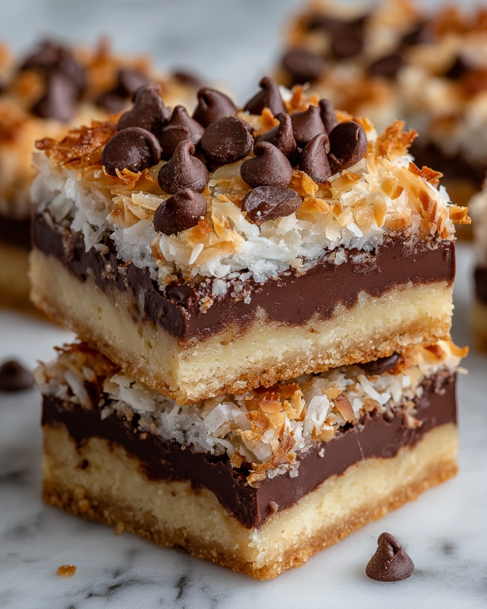 Coconut Toffee Chocolate Chip Cookie Bars Recipe - Recipe Image