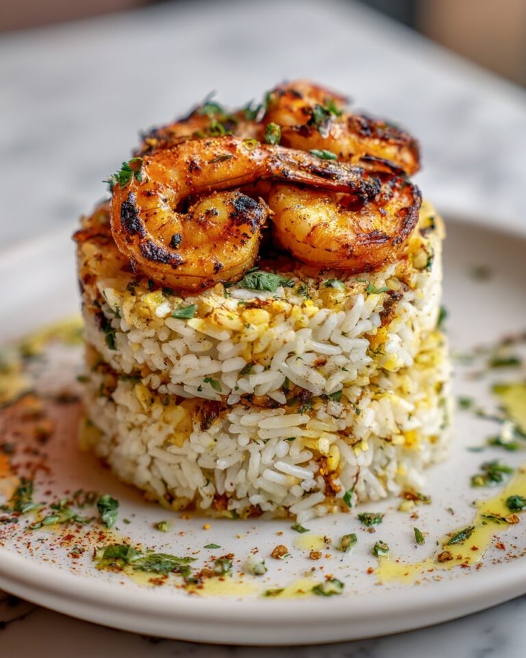 Garlic Butter Shrimp and Rice Stack Recipe