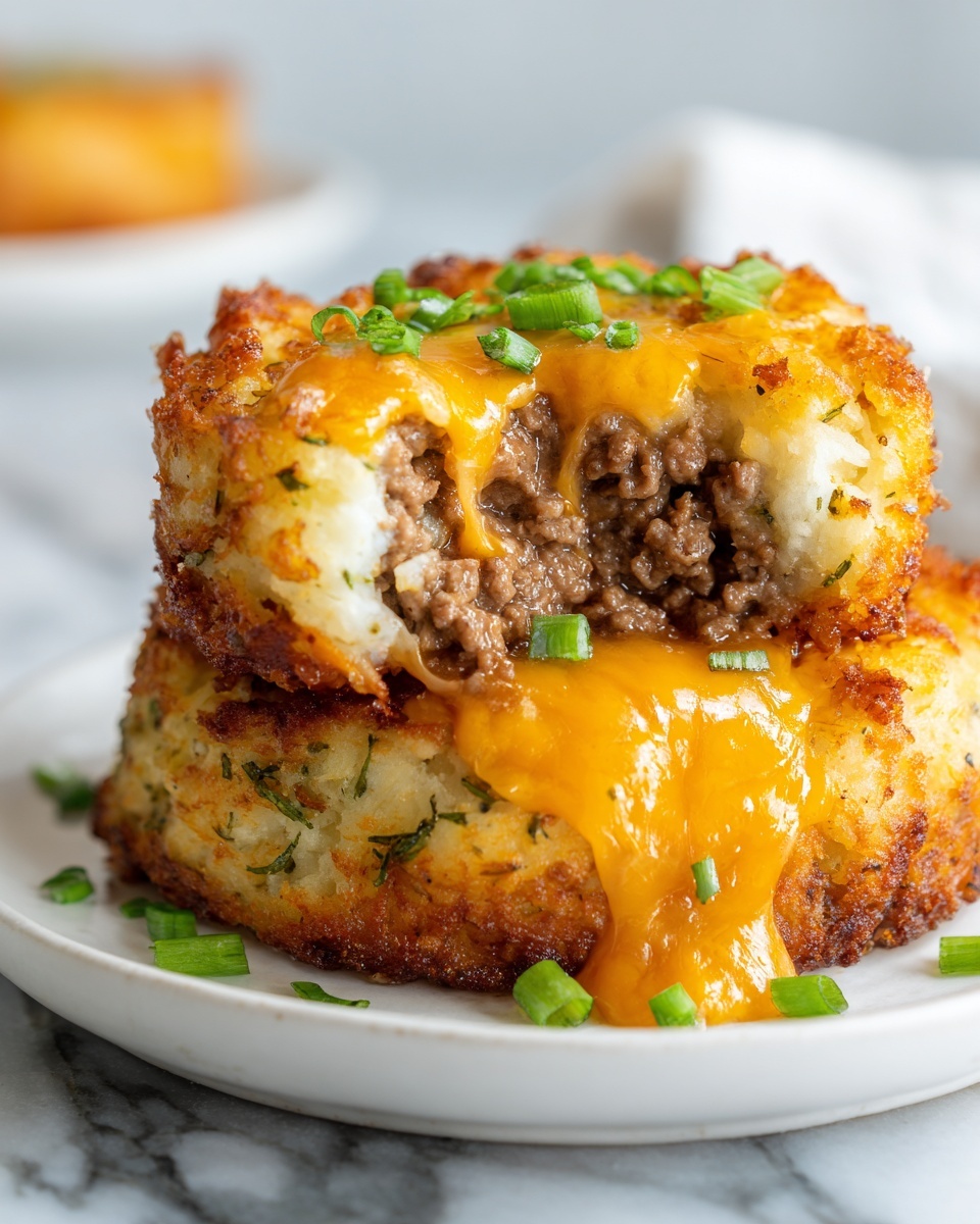 Cheesy Beef Stuffed Potato Cakes Recipe - Recipe Image