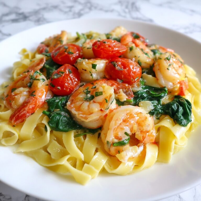 Shrimp Tomato Spinach Pasta in Garlic Butter Sauce Recipe