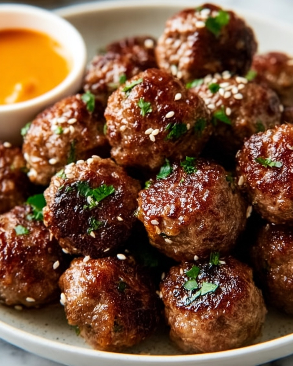 Korean BBQ Meatballs with Spicy Mayo Dip Recipe - Recipe Image