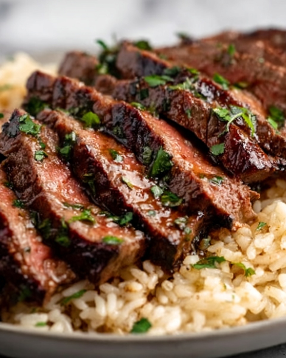 Honey Garlic Butter Steak and Rice Skillet Recipe - Recipe Image