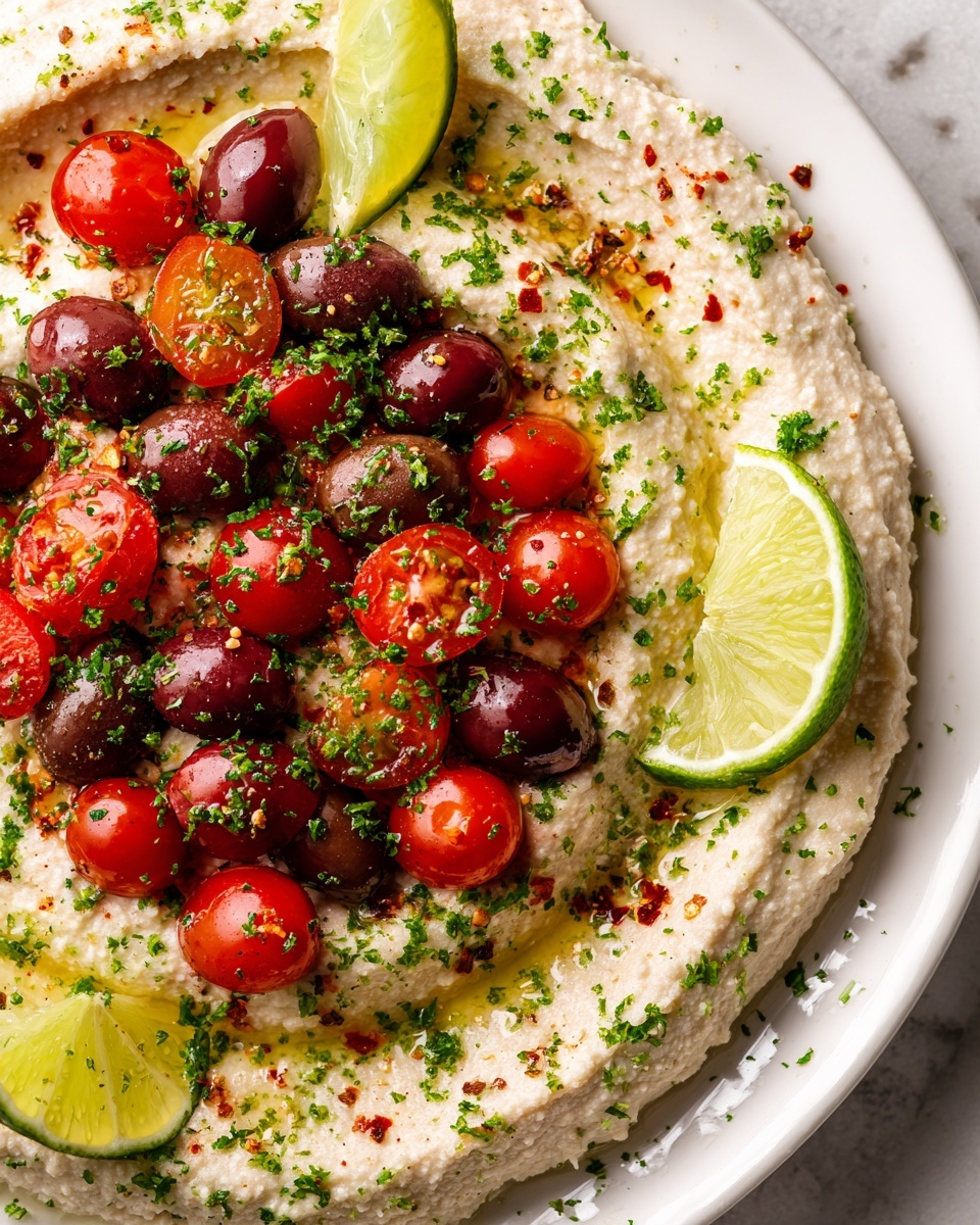 Greek Style Loaded Hummus Recipe - Recipe Image