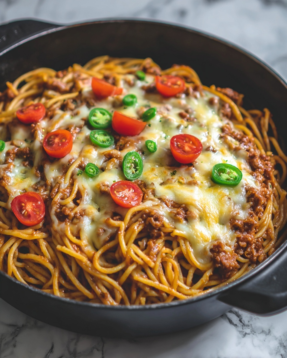 Cheesy Taco Salsa Spaghetti Bake Recipe - Recipe Image