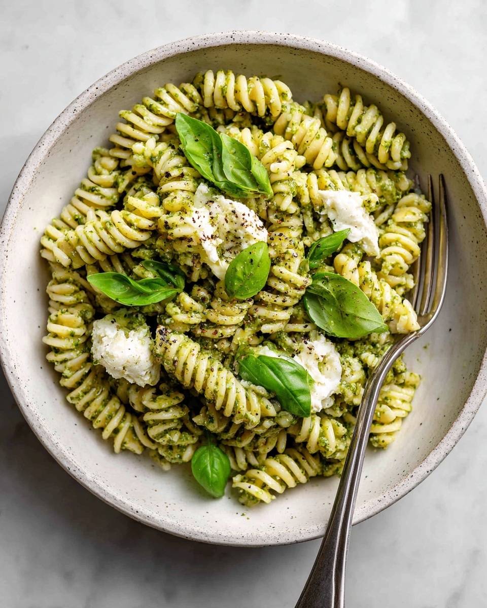 One Pot Melty Burrata Lemon Pesto Pasta Recipe - Recipe Image