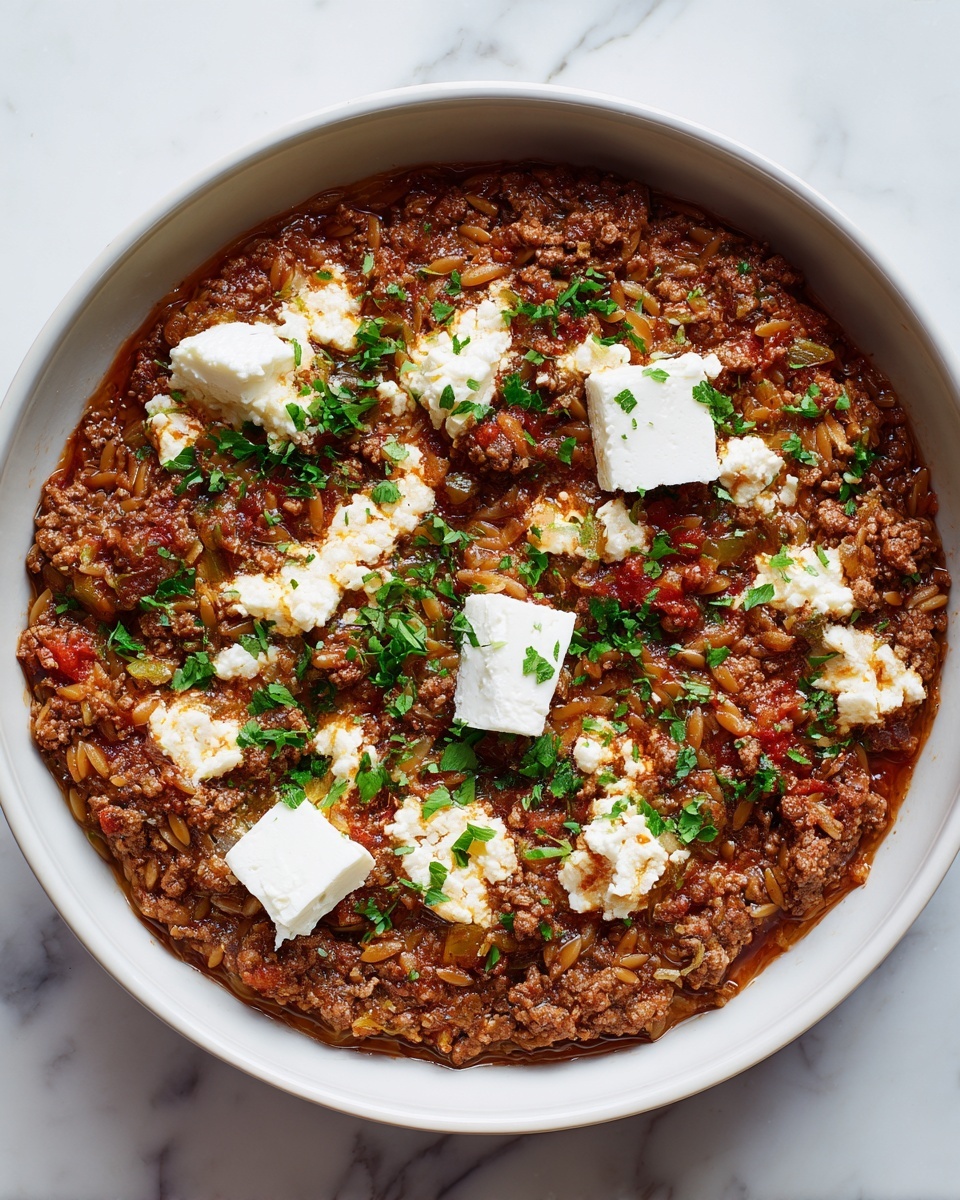 Manestra (Greek-Style Orzo with Ground Beef) Recipe - Recipe Image