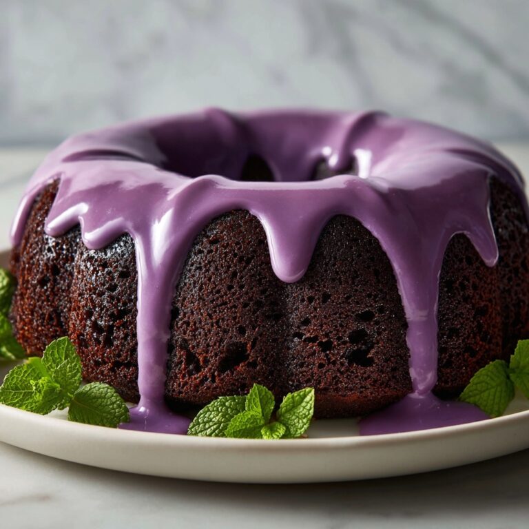 Chocolate Bundt Cake with Hibiscus Cream Cheese Glaze Recipe